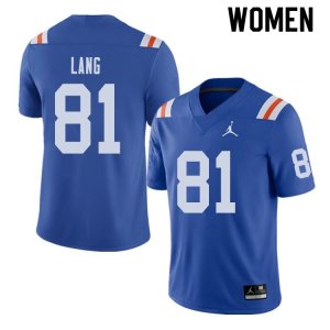 Women's Florida Gators #81 Dante Lang NCAA Jordan Brand Royal Throwback Alternate Authentic Stitched College Football Jersey EQF1262FE